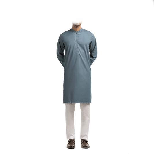 Lamsa Men's Silver Blue Kurta Kameez