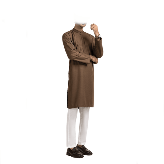 Lamsa Mens Choc Brown Simple Kurta