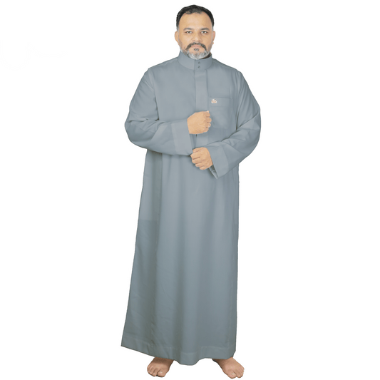 Lamsa Men's Light Grey Saudi Thobe