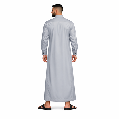 Lamsa Men's Light Grey Saudi Thobe