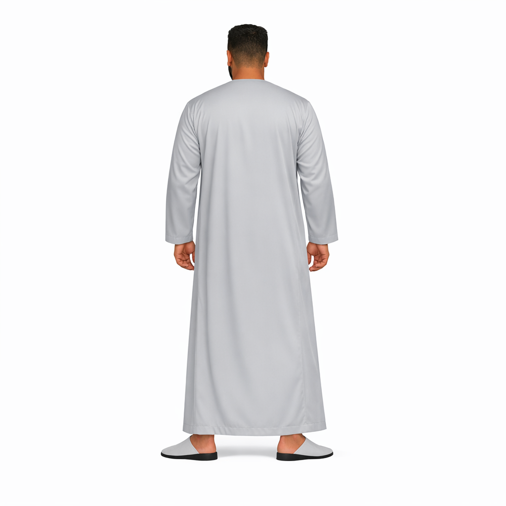 Lamsa Men's Light Grey Emirati Thobe Jubba