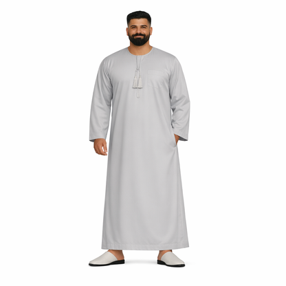Lamsa Men's Light Grey Emirati Thobe Jubba