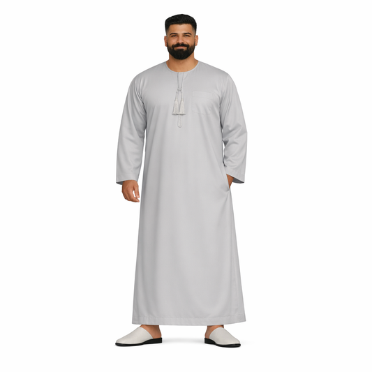 Lamsa Men's Light Grey Emirati Thobe Jubba