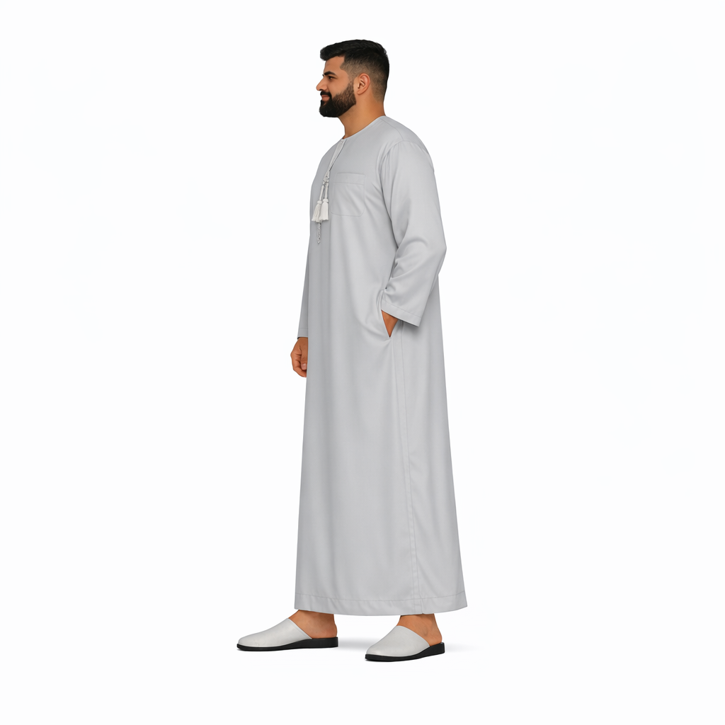 Lamsa Men's Light Grey Emirati Thobe Jubba
