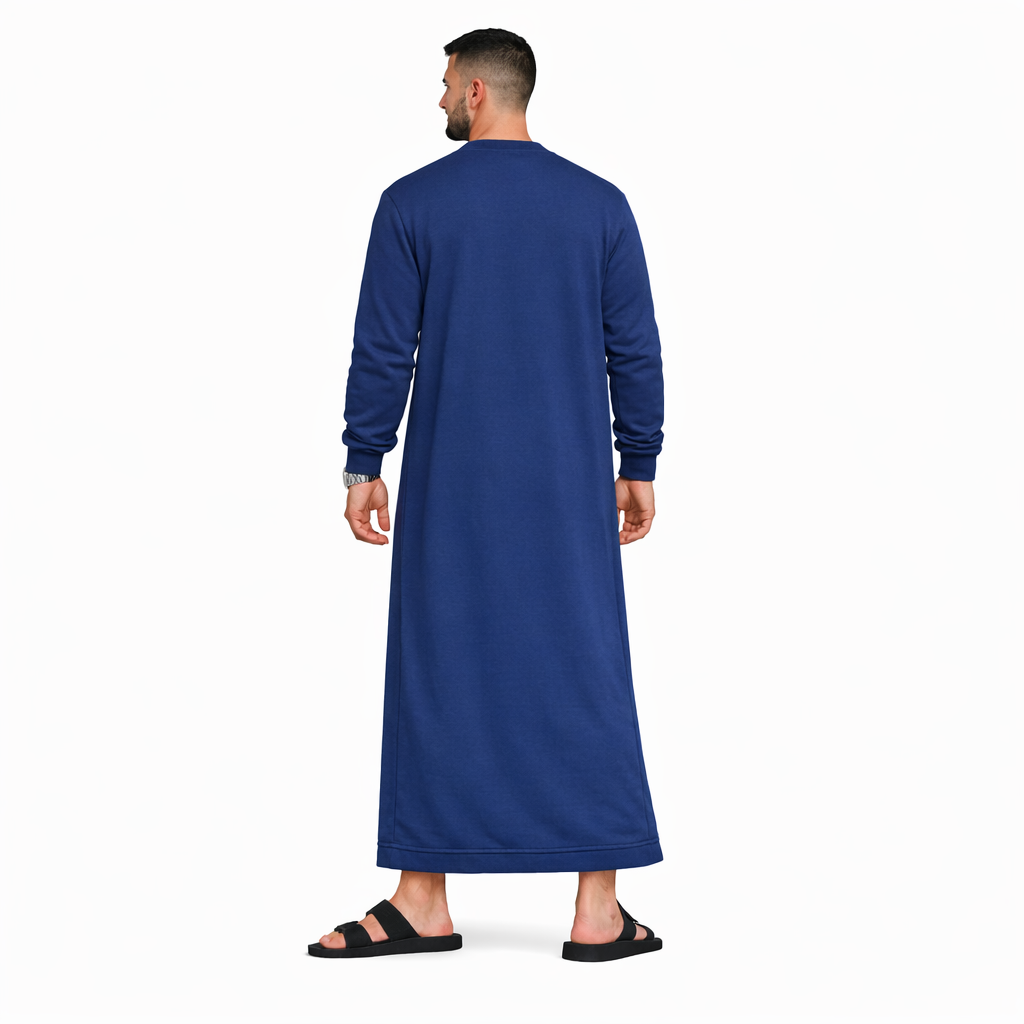 Donchie Men's Navy Blue Sweatshirt Jubbah Thobe Cotton Fleece