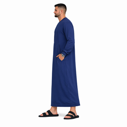 Donchie Men's Navy Blue Sweatshirt Jubbah Thobe Cotton Fleece