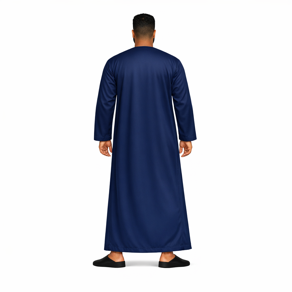 Lamsa Men's Navy Blue Emirati Thobe Jubba