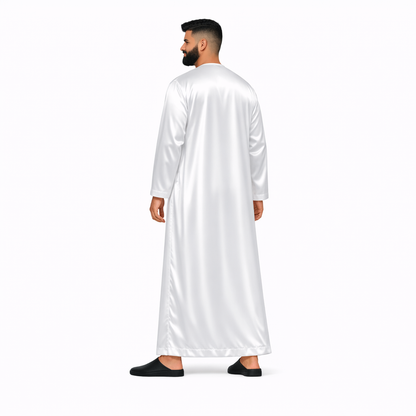 Lamsa White Satin Emirati Thobe Jubba