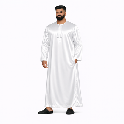 Lamsa White Satin Emirati Thobe Jubba