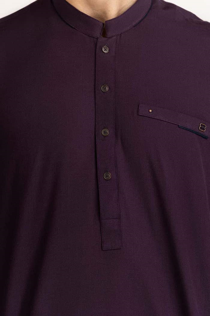 Lamsa Men's Maroon Kurta Kameez
