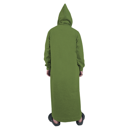 Donchie Men's Olive Green Hoodie Jubbah Thobe Cotton Fleece