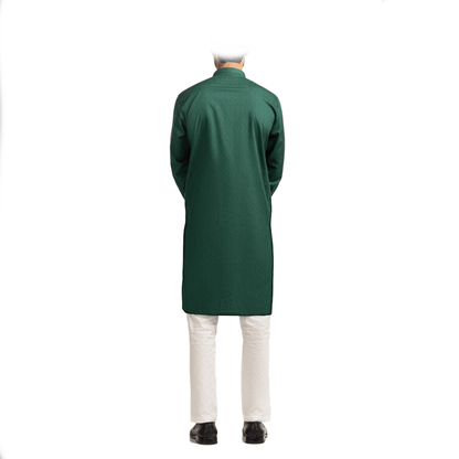 Lamsa Emerald Green Kurta Kameez Cotton Blend