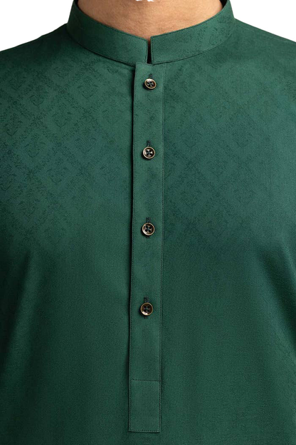 Lamsa Emerald Green Kurta Kameez Cotton Blend
