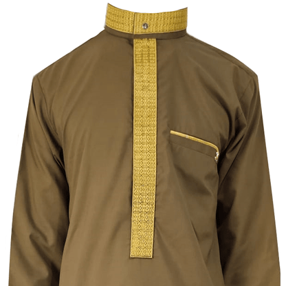 Lamsa Camel Brown Luxury Embroidery Thobe