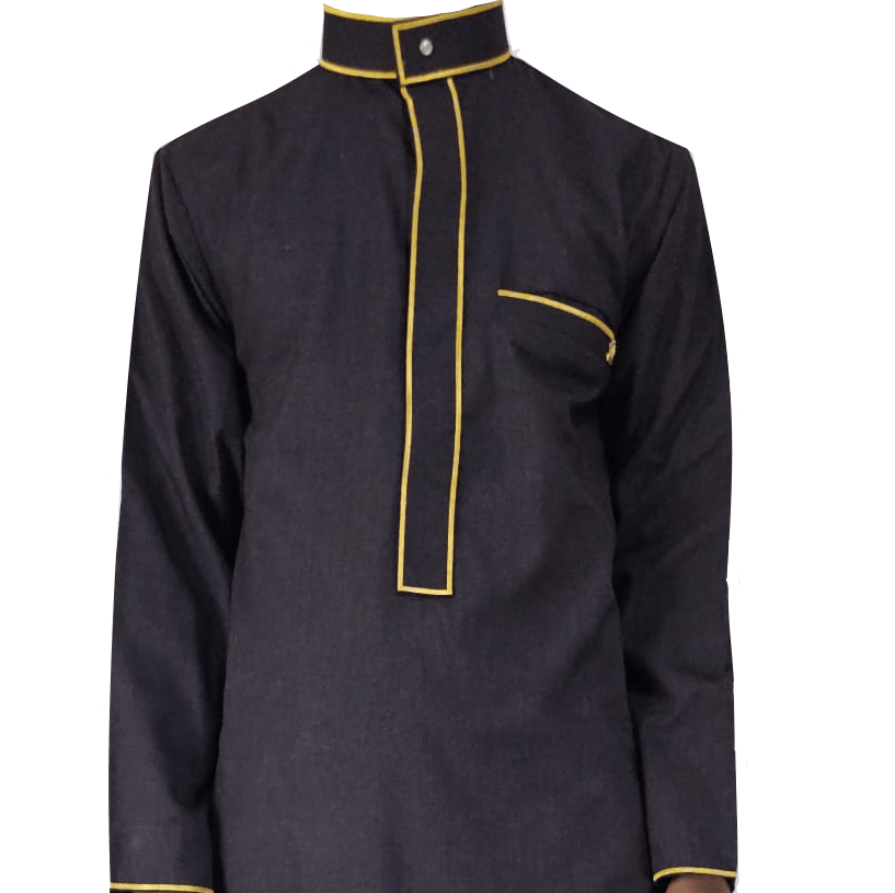 Lamsa Dark Maroon Men’s Thobe with Golden Embroidery