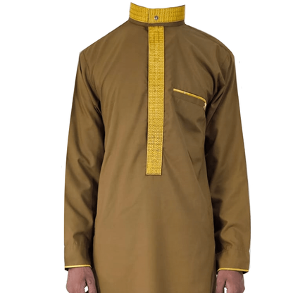 Lamsa Camel Brown Luxury Embroidery Thobe