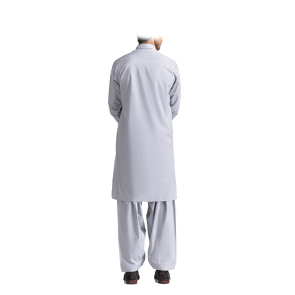 Lamsa Light Grey Collar Shalwar Kameez Cotton Blend