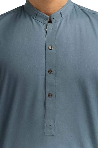 Lamsa Men's Silver Blue Kurta Kameez