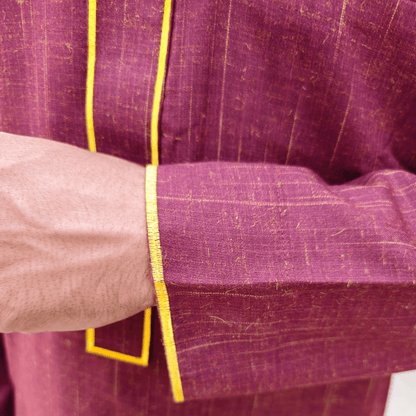 Lamsa Men's Maroon Thobe Embroidery Luxury Jubbah
