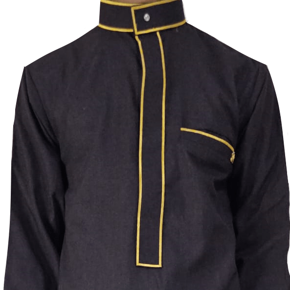 Lamsa Dark Maroon Men’s Thobe with Golden Embroidery