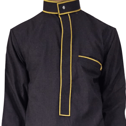 Lamsa Dark Maroon Men’s Thobe with Golden Embroidery